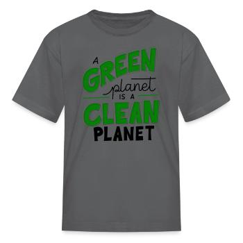 Green Simple Design Go Green Tshirt - Kid's T-Shirt - charcoal - Front
