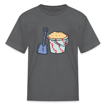 Sand Bucket and Shovel - Kid's T-Shirt - charcoal - Front