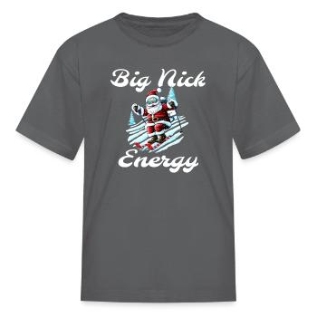 Big Nick Energy, Retro Santa - Kid's T-Shirt - charcoal - Front