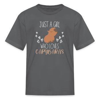 Just a Girl Who Loves Capybaras Shirt - Trendy T-S - Kid's T-Shirt - charcoal - Front