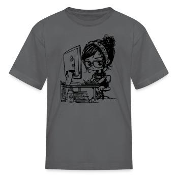 Geek Girl - Kid's T-Shirt - charcoal - Front