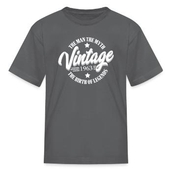 Year of birth 1963 birthday man legend - Kid's T-Shirt - charcoal - Front