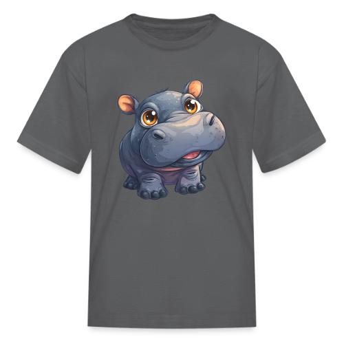 Cute Cartoon Baby Hippo with Big Innocent Eyes - Kid's T-Shirt