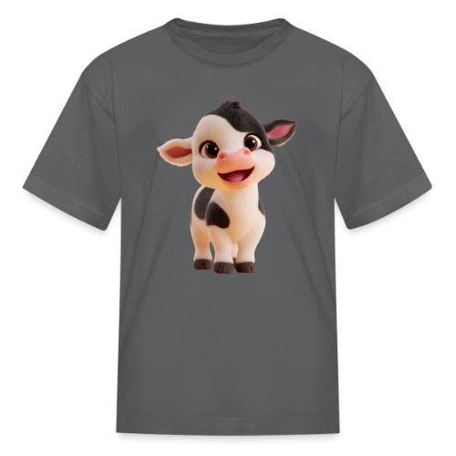 Joyful Cartoon Baby Cow Standing - Kid's T-Shirt