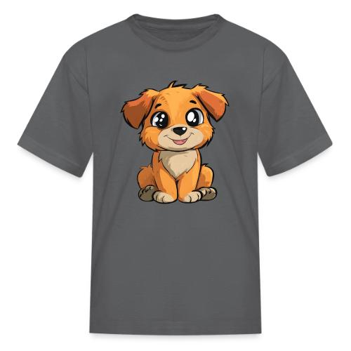 Cute Sitting Puppy Cartoon with Big Eyes - Kid's T-Shirt