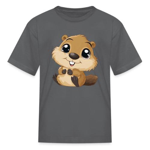 Adorable Cartoon Baby Beaver with Big Eyes - Kid's T-Shirt