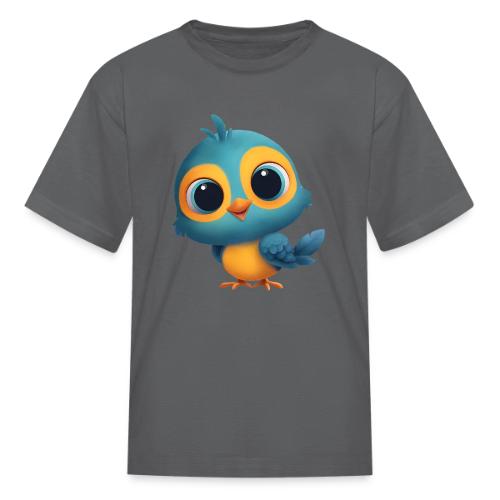 Joyful Cartoon Bird Standing in Yellow and Blue - Kid's T-Shirt