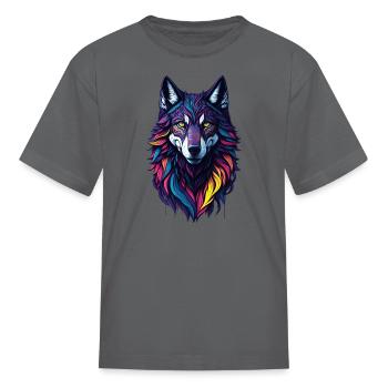 Neon Wolf - Kid's T-Shirt - charcoal - Front