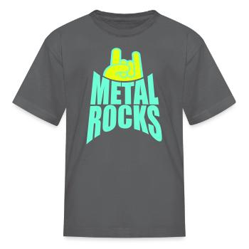 Heavy Metal Rocks Hard Rock Music Text Quote Logo - Kid's T-Shirt - charcoal - Front