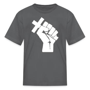 Husband Revolution Cross In Fist - Kid's T-Shirt - charcoal - Front