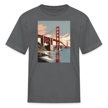 Golden Gate Bridge California T-Shirt, Golden Gate - Kid's T-Shirt - charcoal - Front