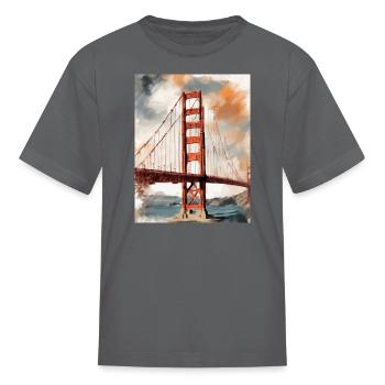 Golden Gate Bridge California T-Shirt, Golden Gate - Kid's T-Shirt - charcoal - Front