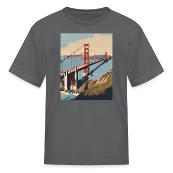 Golden Gate Bridge California T-Shirt, Golden Gate - Kid's T-Shirt - charcoal - Front