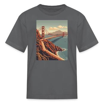 Golden Gate Bridge California T-Shirt, Golden Gate - Kid's T-Shirt - charcoal - Front