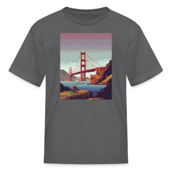 Golden Gate Bridge California T-Shirt, Golden Gate - Kid's T-Shirt - charcoal - Front