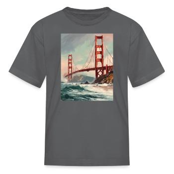 Golden Gate Bridge California T-Shirt, Golden Gate - Kid's T-Shirt - charcoal - Front