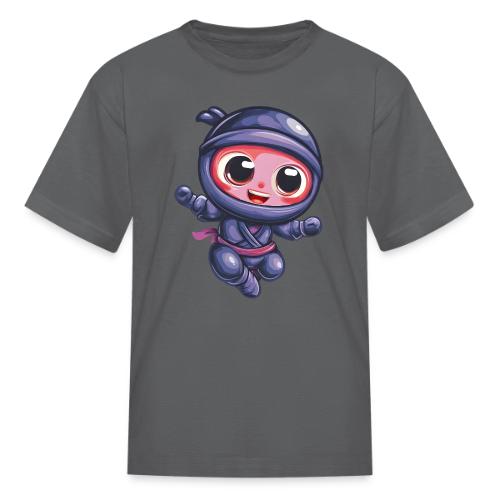 Joyful Cartoon Baby Ninja Jumping in Action - Kid's T-Shirt