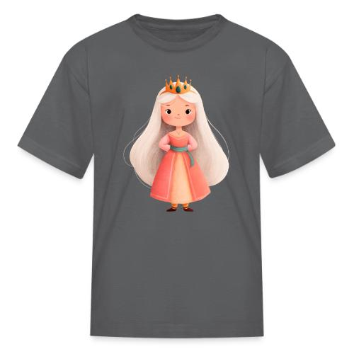 Cute Cartoon Little Princess with Long Hair - Kid's T-Shirt