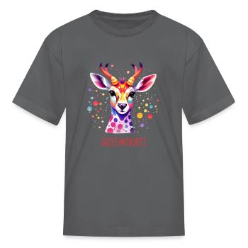 Colorful Dotty Deer Design - Kid's T-Shirt - charcoal - Front