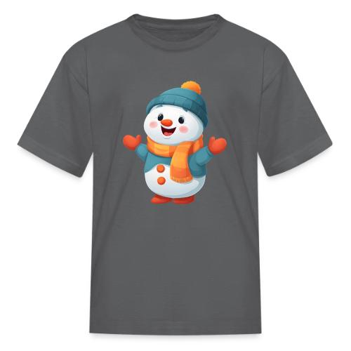 Joyful Cartoon Snowman with Winter Outfit - Kid's T-Shirt