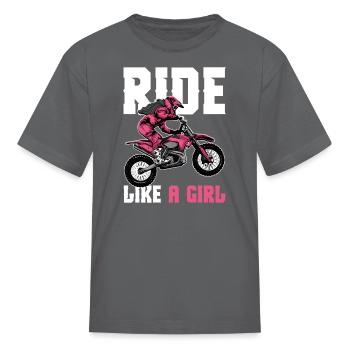 Motocross Dirt Bike Dirt Biking Bike Riding - Kid's T-Shirt - charcoal - Front