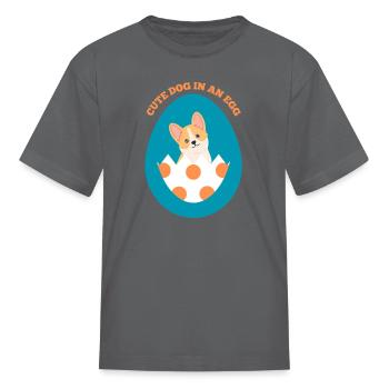 Dog in the egg Easter Egg Long - Kid's T-Shirt - charcoal - Front