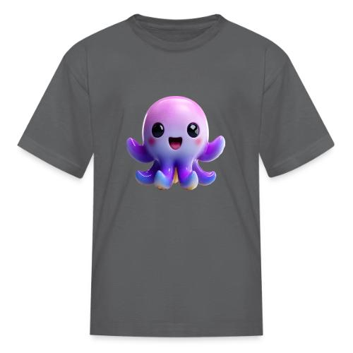 Joyful Cartoon Purple Baby Octopus with Big Smile - Kid's T-Shirt