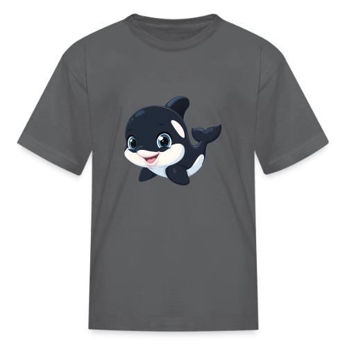 Playful Cartoon Baby Orca with Sweet Smile - Kid's T-Shirt