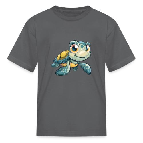 Playful Cartoon Baby Sea Turtle with a Smile - Kid's T-Shirt