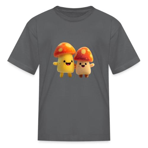 Joyful Cartoon Mushroom Duo - Kid's T-Shirt