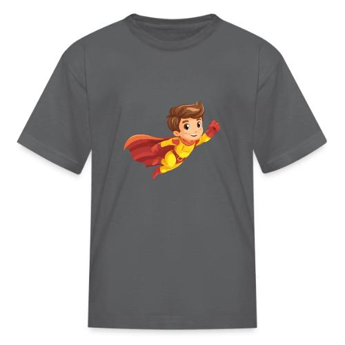 Cheerful Cartoon Superhero Boy Flying High - Kid's T-Shirt