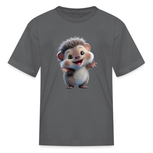 Playful Cartoon Hedgehog with Joyful Pose - Kid's T-Shirt