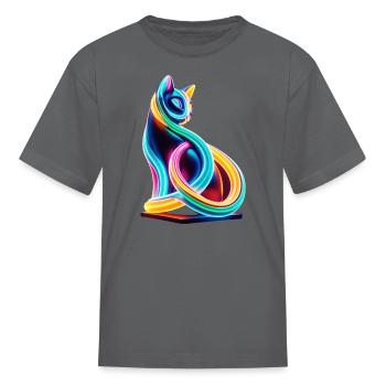 Neon cat - Kid's T-Shirt - charcoal - Front