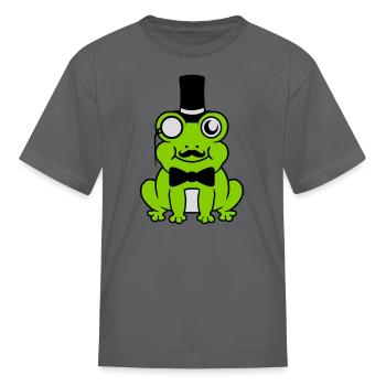 Sir frog gentleman top hat monocle - Kid's T-Shirt - charcoal - Front