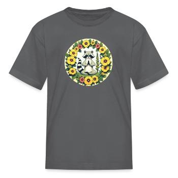 Zen Mode Raccoon - Kid's T-Shirt - charcoal - Front