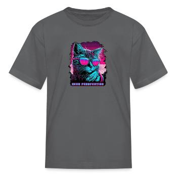 NEON PURRFECTION - Kid's T-Shirt - charcoal - Front