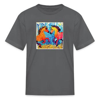Artistic horses - Kid's T-Shirt - charcoal - Front