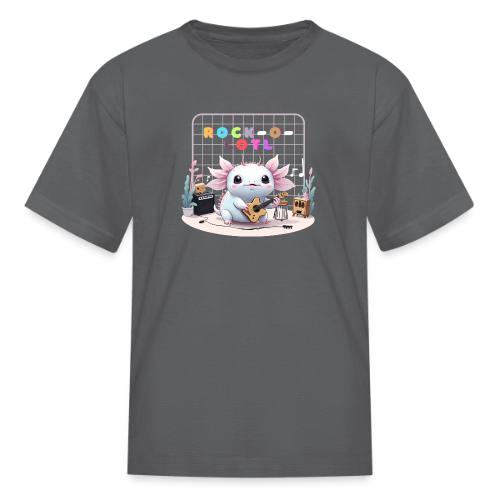 Cute Axolotl Musician: Musical Amphibian Creature - Kid's T-Shirt