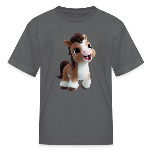 Sweet Cartoon Baby Pony in Brown and White - Kid's T-Shirt
