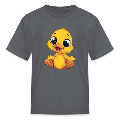 Sweet Yellow Cartoon Duck Sitting Happily - Kid's T-Shirt