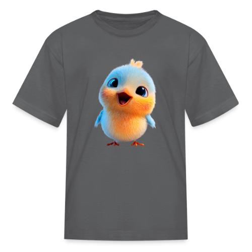 Colorful Cartoon Baby Bird in Orange and Blue - Kid's T-Shirt