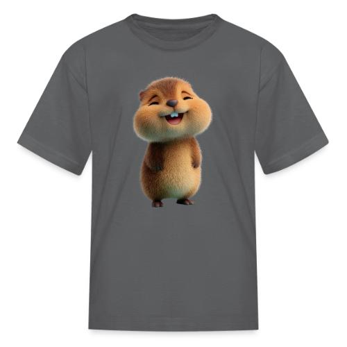 Joyful Cartoon Baby Beaver - Kid's T-Shirt