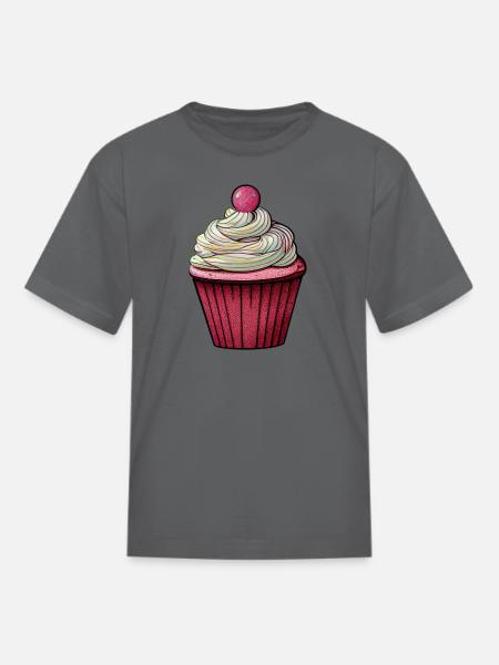 Colorful cupcake drawing - Kid's T-Shirt - charcoal