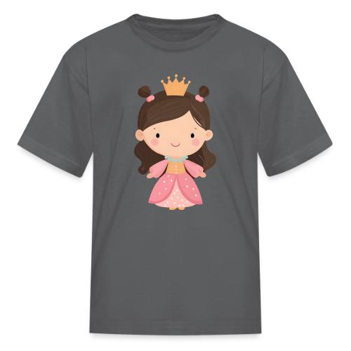 Cute Cartoon Little Princess Standing and Smiling - Kid's T-Shirt