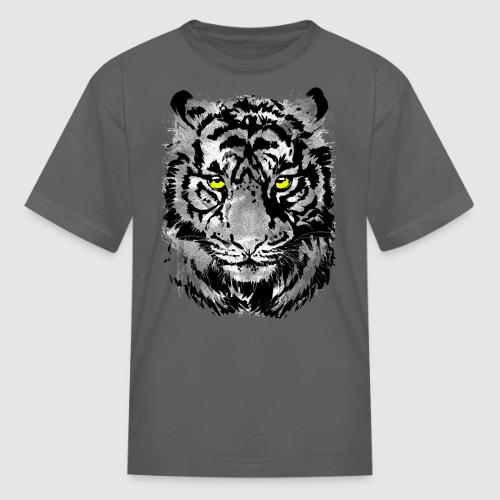 Gray Tiger Head Drawing - Black and white Tiger - Kid's T-Shirt