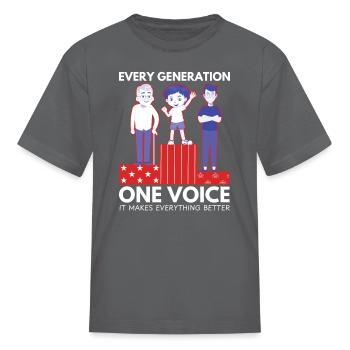 Every generation one voice US election design - Kid's T-Shirt - charcoal - Front