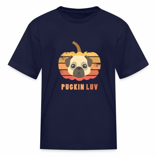 Pugkin Luv Jackolantern Pug Gourd Fleabag Puppy. - Kids' T-Shirt
