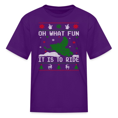 Oh What Fun Snowmobile Ugly Sweater style - Kids' T-Shirt