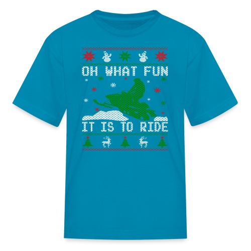 Oh What Fun Snowmobile Ugly Sweater style - Kids' T-Shirt
