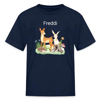 Animal deer rabbit hedgehog Freddi - Kid's T-Shirt - navy - Front